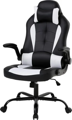 Vista 9 de Silla de oficina para videojuegos, silla de computadora con soporte lumbar y reposacabezas, silla de escritorio ejecutiva ergonómica ajustable