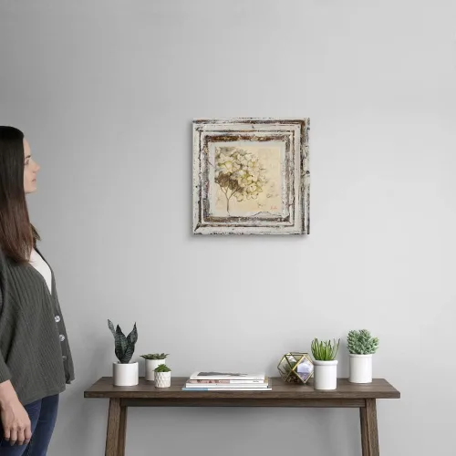 Vista 2 de Lienzo decorativo cuadrado VI de flores y hojas, diseño floral