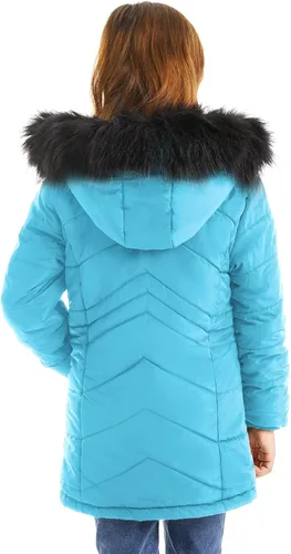 Vista 3 de FARVALUE Abrigos de invierno para niñas, ropa de abrigo con forro polar grueso con capucha para niñas