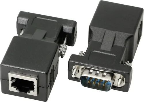 Vista 3 de DB9 RS232 a RJ45 Extender, DB9 9-Pin Serial Port Hembra y Macho a RJ45-2pcs 2 adaptadores