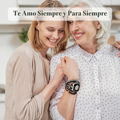 Vista 5 de Pulsera con cuentas boho para Apple Watch Band de 46 mm, 40 mm, 38 mm, 41 mm, 44 mm, 42 mm, 45 mm, 49 mm para mujer, accesorios de cuero envolvente