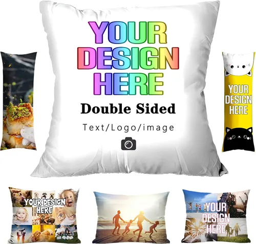 Vista 9 de Fundas de almohada personalizadas con nombres y fotos para parejas, niños, mascotas, estampado de boda, doble cara, diseño de logotipo, recuerdo, 12
