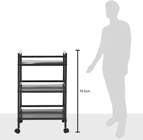 Vista 7 de Amazon Basics - Carrito de metal con ruedas de 3 niveles, color negro