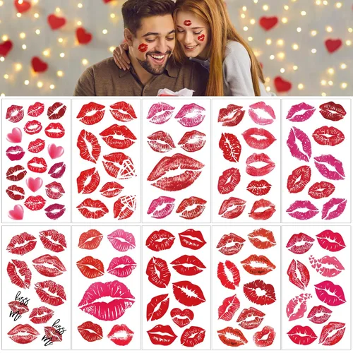Vista 7 de Suministros de fiesta con tatuajes temporales que brillan en la oscuridad 192+ PIEZAS, Tatuajes faciales reactivos de neón UV con luz negra