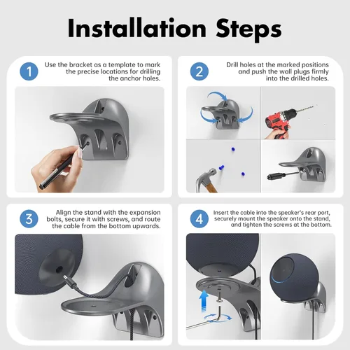 Vista 5 de XLTTYWL® Soporte de pared de aluminio con soporte de cable para Studio 2025