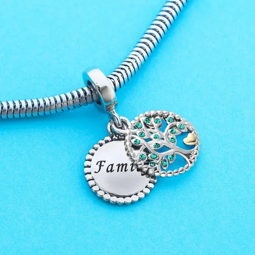 Vista 5 de TGLS Dijes de árbol de la vida familiar para abuela, mamá, hija, hermana, esposa, familia, cuentas de corazón dorado compatibles con pulseras Pandora