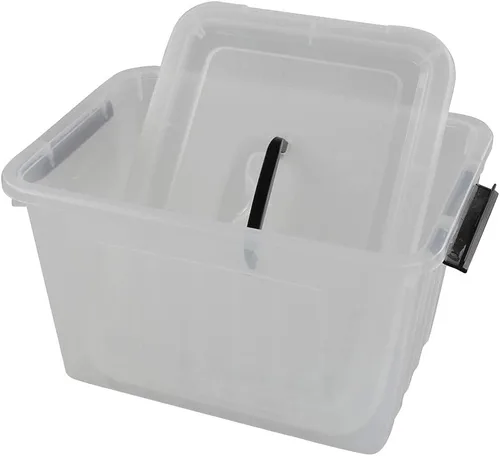 Vista 7 de Anbers 1 caja de almacenamiento de plástico con tapa con asa, contenedor de almacenamiento transparente de 12 cuartos de galón
