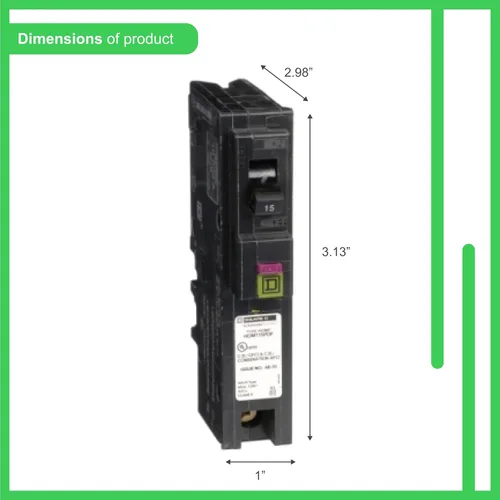 Vista 3 de Square D de Schneider Electric Square D - HOM115PDFC Homeline - Interruptor de circuito de función dual (CAFCI y GFCI) de 15 Amp, unipolar, neutro