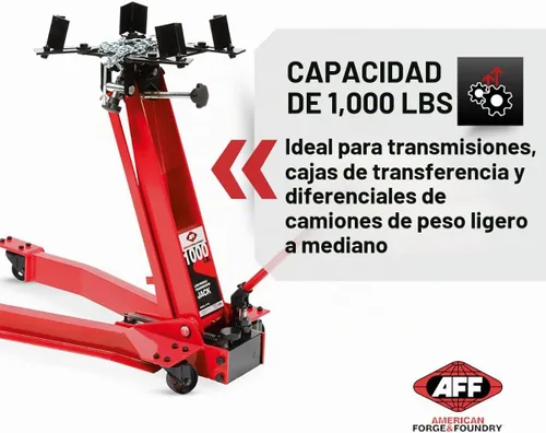 Vista 3 de AFF Gato de transmisión hidráulica manual de perfil bajo - Cuerpo de acero resistente, sillín ajustable con cadena de seguridad y mango 360 - Para