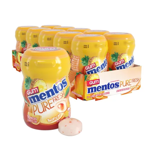 Vista 10 de Mentos Chicle Pure Fresh sin azúcar con xilitol, gaulteria, a granel, botella de 50 piezas (paquete de 6)