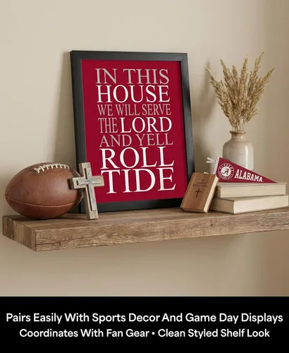 Vista 9 de In This House We Serve the Lord - Arte de pared con citas de fútbol americano, decoración de pared inspiradora para el hogar, oficina, dormitorio