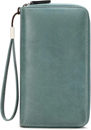 Vista 14 de VONCOSS Cartera larga con cremallera alrededor de las mujeres de gran capacidad, para tarjetas de crédito, soporte para teléfono, embrague