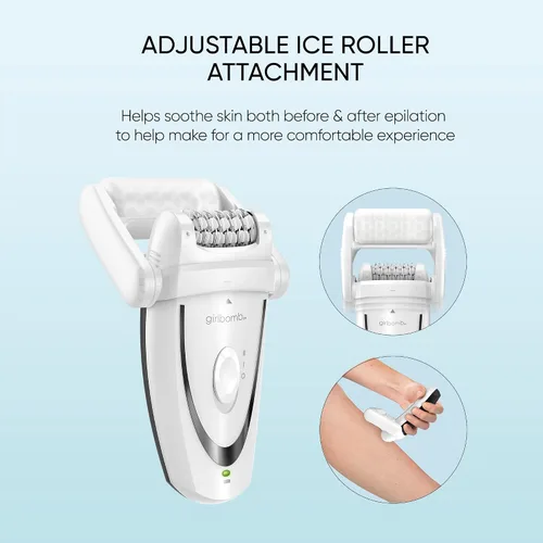Vista 2 de Conair GIRLBOMB Depiladora con rodillo de hielo para piel lisa y suave, dispositivo de depilación, depiladora para mujeres, afeitadora y recortadora