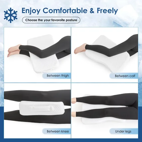 Vista 3 de Almohada refrescante de piernas para personas que duermen de lado, almohada de rodilla de tela 100% refrescante para dormir de lado, almohada