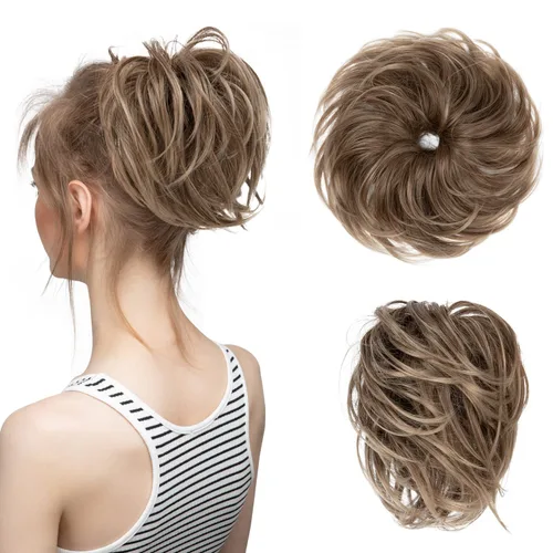 Vista 13 de Extensiones de cabello rizado con cola de caballo, cabello sintético con coleta recta, coleteros para mujer, rubio ceniza/rubio playa