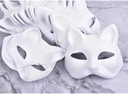 Vista 5 de Máscaras artísticas de papel maché, máscaras en blanco para pintar