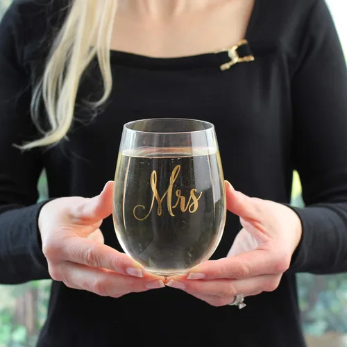 Vista 2 de Lillian Rose Copa de vino sin tallo Gold Mrs