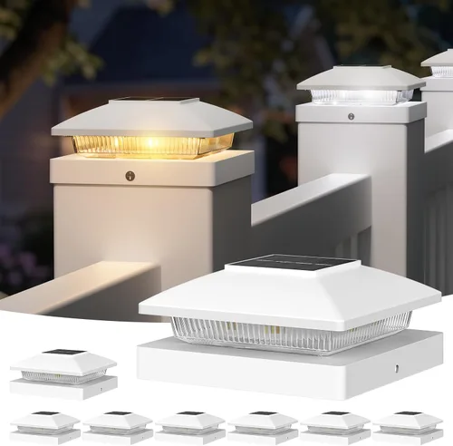Vista 14 de APONUO Paquete de 20 luces solares de poste de 4 x 4, IP64, impermeables Blanco