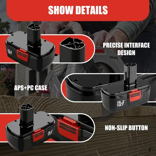 Vista 5 de Paquete de 2 baterías de repuesto C3 compatibles con Craftsman de 19.2 voltios, DieHard 130279005 315.113753 315.115410 315.11485 1323903 120235021