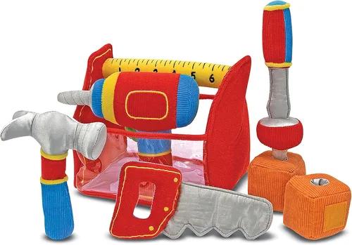 Vista 4 de Melissa & Doug Caja de herramientas para rellenar y derramar, juguete para niños pequeños con taladro vibratorio (9 piezas)