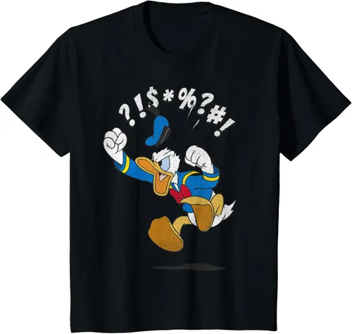 Vista 32 de Disney Mickey And Friends - Camiseta vintage de Donald Duck Angry Jump, Negro