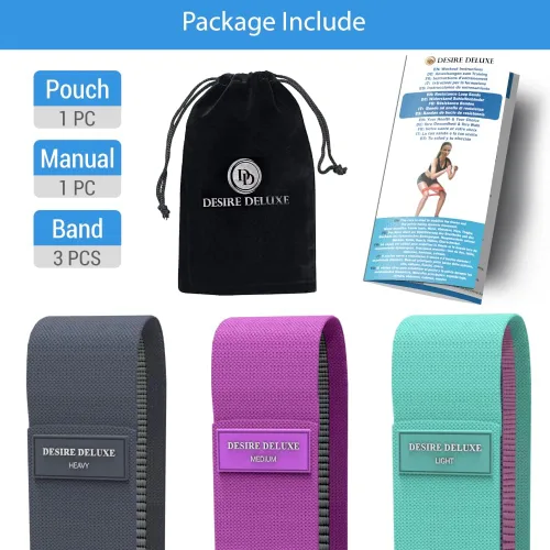 Vista 8 de Desire Deluxe Premium Resistance Bands Set – Fabric Stretch Bands for Strength Training, Physical Therapy, Pilates & Yoga, Non-Slip Workout Bands