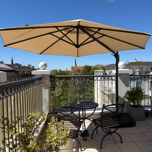Vista 101 de PURPLE LEAF Sombrilla de patio de 8 pies para exteriores, sombrilla voladiza cuadrada de aluminio con rotación de 360 grados para jardín, terraza