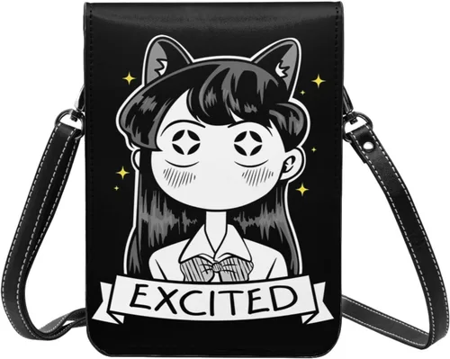 Vista 4 de Haribhakt Anime Komi Can'T Communicate - Bolso cruzado de poliuretano para mujer, bolso cruzado pequeño, bolso de hombro, Negro