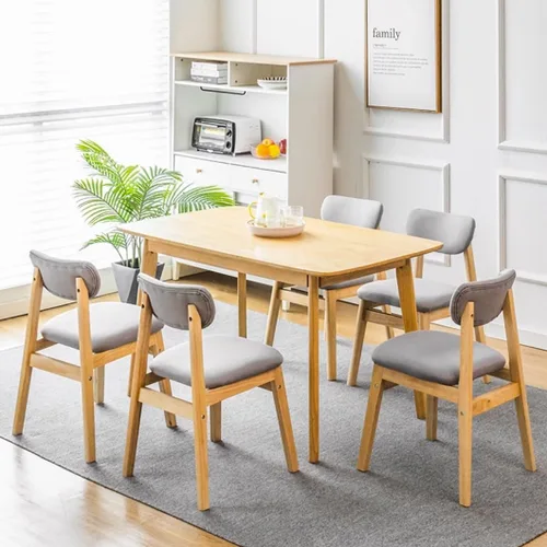 Vista 2 de YVYKFZD Dining Chairs Set, Solid Wood Kitchen Chairs, Upholstered Dining Room Chair with Curved Backrest, Living Room Chair with Removable Fabric