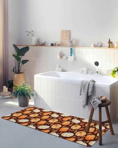 Vista 4 de Fall Pumpkins Bath Mat for Tub,Non Slip Bathroom Floor Runner Rug Quick Dry & Absorbent Diatomaceous Earth Shower Sink Kitchen Doormat,Thanksgiving
