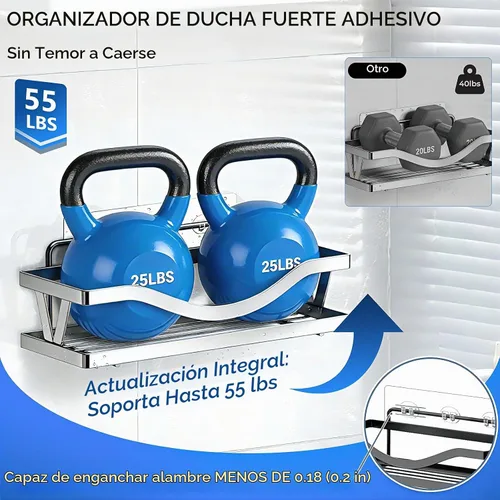 Vista 2 de Ganchos de repuesto adhesivos para regadera, tiras adhesivas resistentes Transparente-14Pack