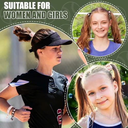 Vista 4 de Hanaive 20 ligas elásticas para el pelo de béisbol, pulseras sin arrugas, accesorios para mujeres