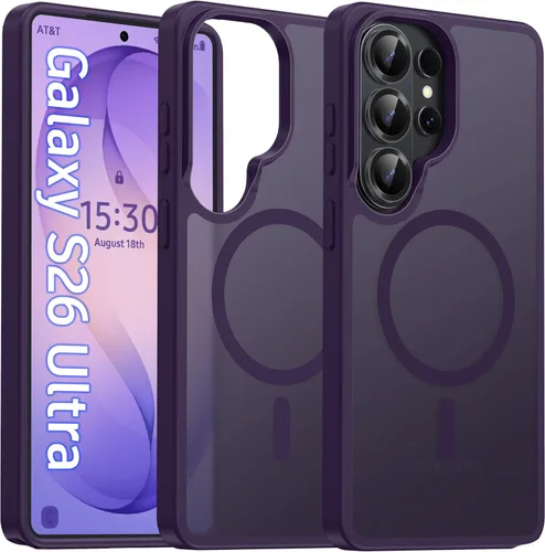 Vista 108 de Oterkin Funda magnética para Samsung Galaxy A17 mate, funda de teléfono A17 compatible con MagSafe esmerilada, translúcida, a prueba de golpes Negro