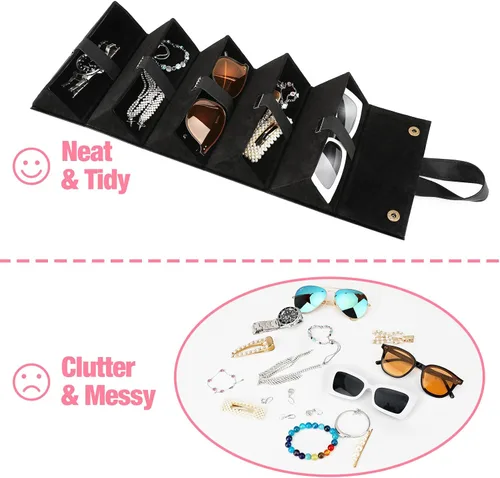 Vista 5 de MoKo - Organizador de gafas de sol con 5 ranuras, estuche de viaje para gafas de sol portátil, estuche de almacenamiento para mujeres y hombres