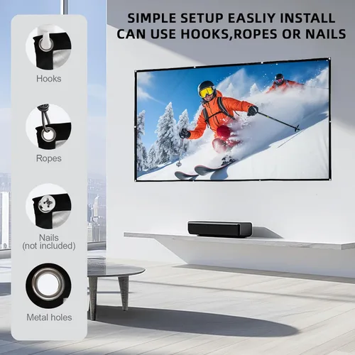 Vista 2 de LIHONG Pantalla de proyector 4K, 16:9 HD plegable, portátil, de doble cara, pantallas de proyección antiarrugas
