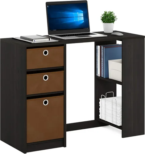 Vista 8 de FURINNO Jaya - Escritorio de estudio para computadora con cajón, marrón