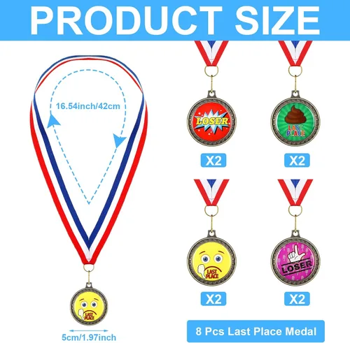 Vista 2 de Yinkin Medalla de perdedor de 8 piezas Premio del último lugar Medalla