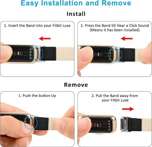 Vista 5 de Vancle Correa de cuero compatible con Fitbit Luxe, correa de cuero delgada ajustable para mujeres y hombres