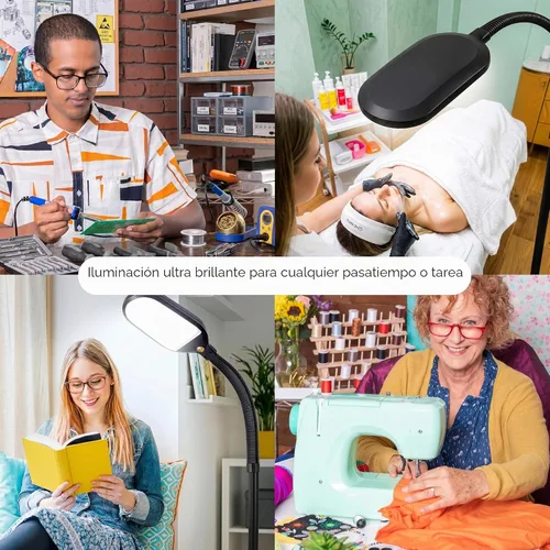 Vista 8 de Brightech Litespan - Lámpara de Pie LED Brillante para Lectura Sobre Silla, Manualidades y Lectura, Luz de Esteticista para Extensiones de Pestañas