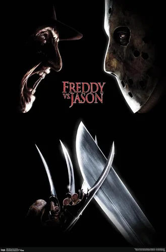Vista 9 de Trends International Freddy vs. Jason - Póster de pared de una hoja, 14.725 x 22.375 pulgadas, versión enmarcada de madera de granero
