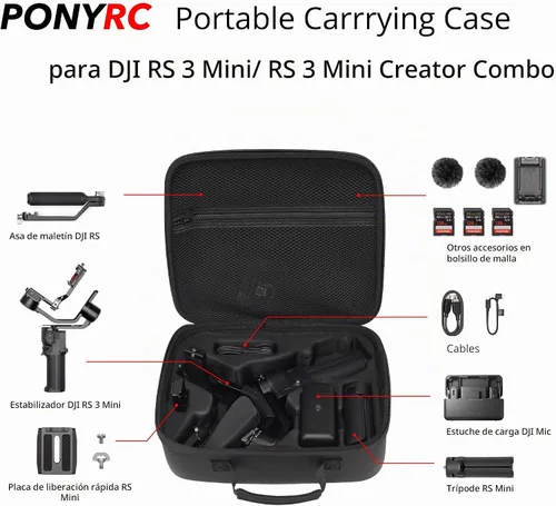 Vista 3 de RS 3 Mini funda, bolsa de hombro de almacenamiento impermeable, funda de transporte de viaje para DJI RS 3 Mini/Creator Combo, cardán de 3 ejes