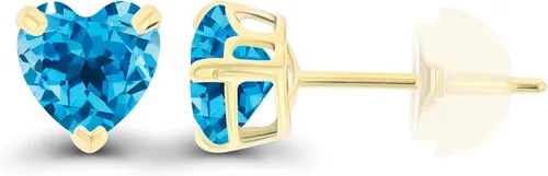 Vista 2 de Solid 925 Sterling Silver Gold Plated 5mm Heart Genuine Birthstone Stud Earrings For Women Natural or Created Hypoallergenic Gemstone Stud Earrings