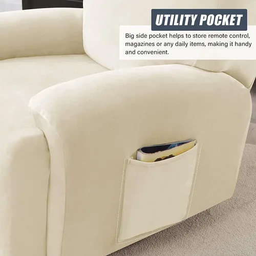 Vista 4 de Funda de terciopelo para sofá reclinable con abertura, funda elástica para sofá reclinable, funda elástica para muebles antideslizantes con parte