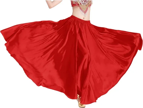 Vista 4 de Falda tribal de satén para mujer con vuelo de círculo completo para Halloween