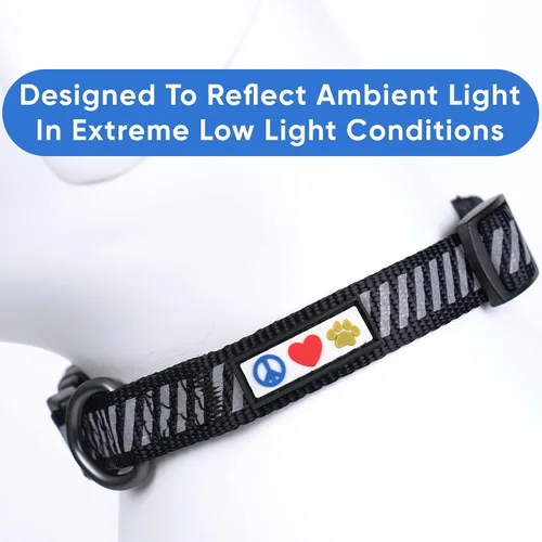 Vista 6 de Pawtitas Collar reflectante para perros y cachorros, collar de alta visibilidad con bandas reflectantes, collar ajustable para perro resistente