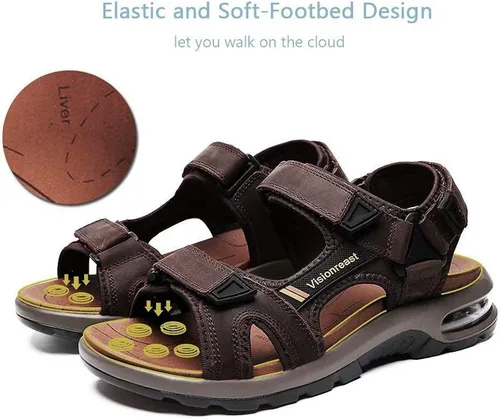 Vista 4 de visionreast Sandalias atléticas para hombre con puntera abierta, sandalias antideslizantes con cojín de aire, sandalias casuales de playa
