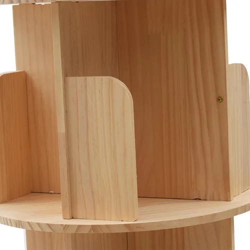 Vista 6 de Estantería giratoria, estantería esquinera independiente de 360 grados para espacios pequeños, estante de almacenamiento de madera maciza 1-Tier
