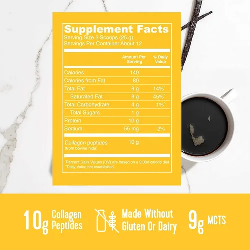 Vista 4 de Vital Proteins Polvo de péptidos de colágeno sin sabor 19.3 OZ Creamer Vanilla