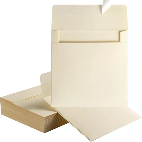 Vista 12 de Paquete de 50 sobres cuadrados autosellantes coloridos de 6 x 6 pulgadas para bodas, invitaciones de fiesta, tarjetas de felicitación, anuncios