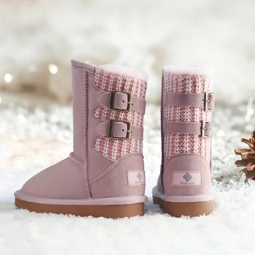 Vista 5 de DREAM PAIRS botas de nieve de invierno con forro de piel sintética para niños